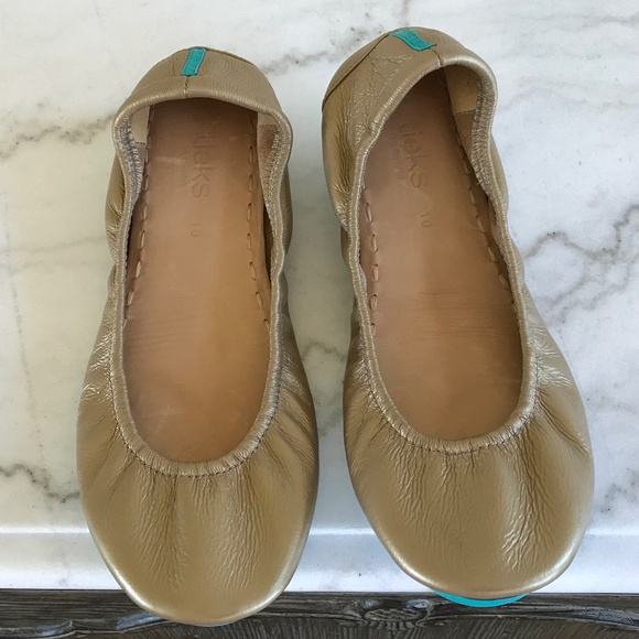 TIEKS METALLIC GOLD BALLET FLATS - Picture 8 of 12